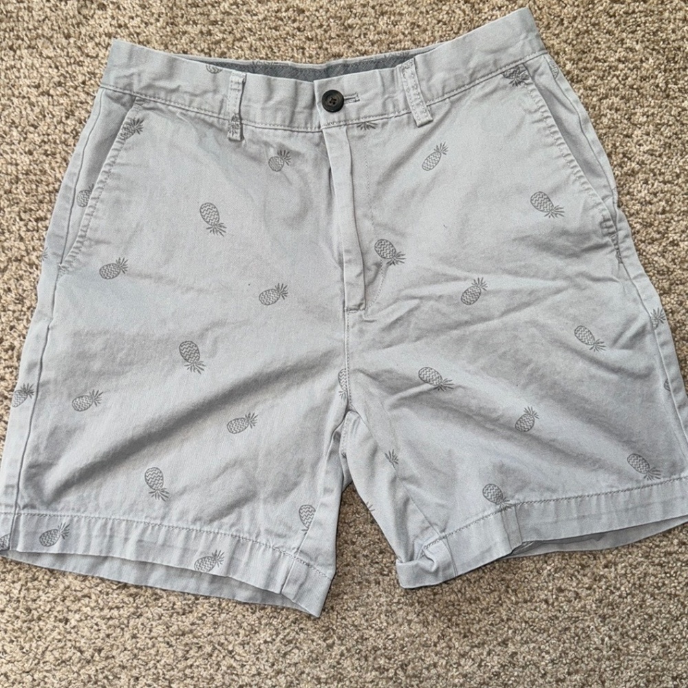 Men's Summer Shorts khaki with Pineapple print 3 pockets Size 29in